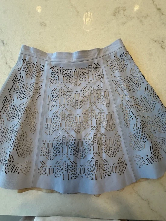 PARKER Lace Eyelet A-Line Mini Skirt - lavender! M - Picture 4 of 5